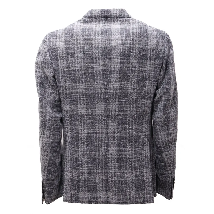 8863AE giacca uomo L.B.M 1911 grey/blue check wool/cotton jacket men