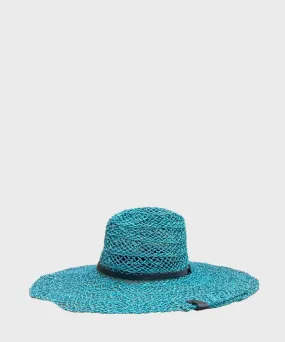 Catarzi Bitti cappello fedora  in paglia traforata, tesa larga, verde