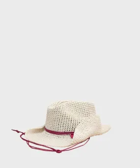 Catarzi Rio cappello cowboy con laccio in crochet, bianco fucsia