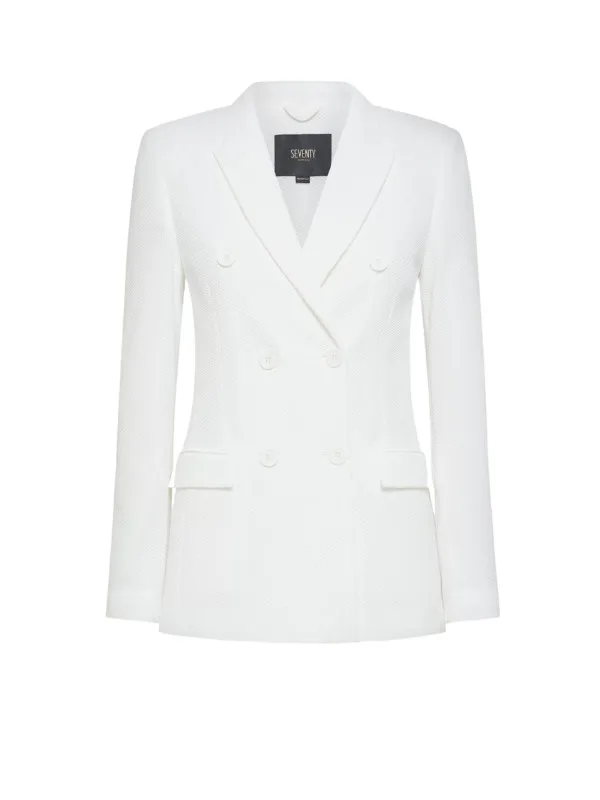 Double-breasted jacket in honeycomb fabric