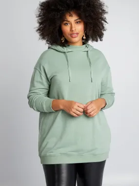 Felpa lunga con cappuccio - VERDE
