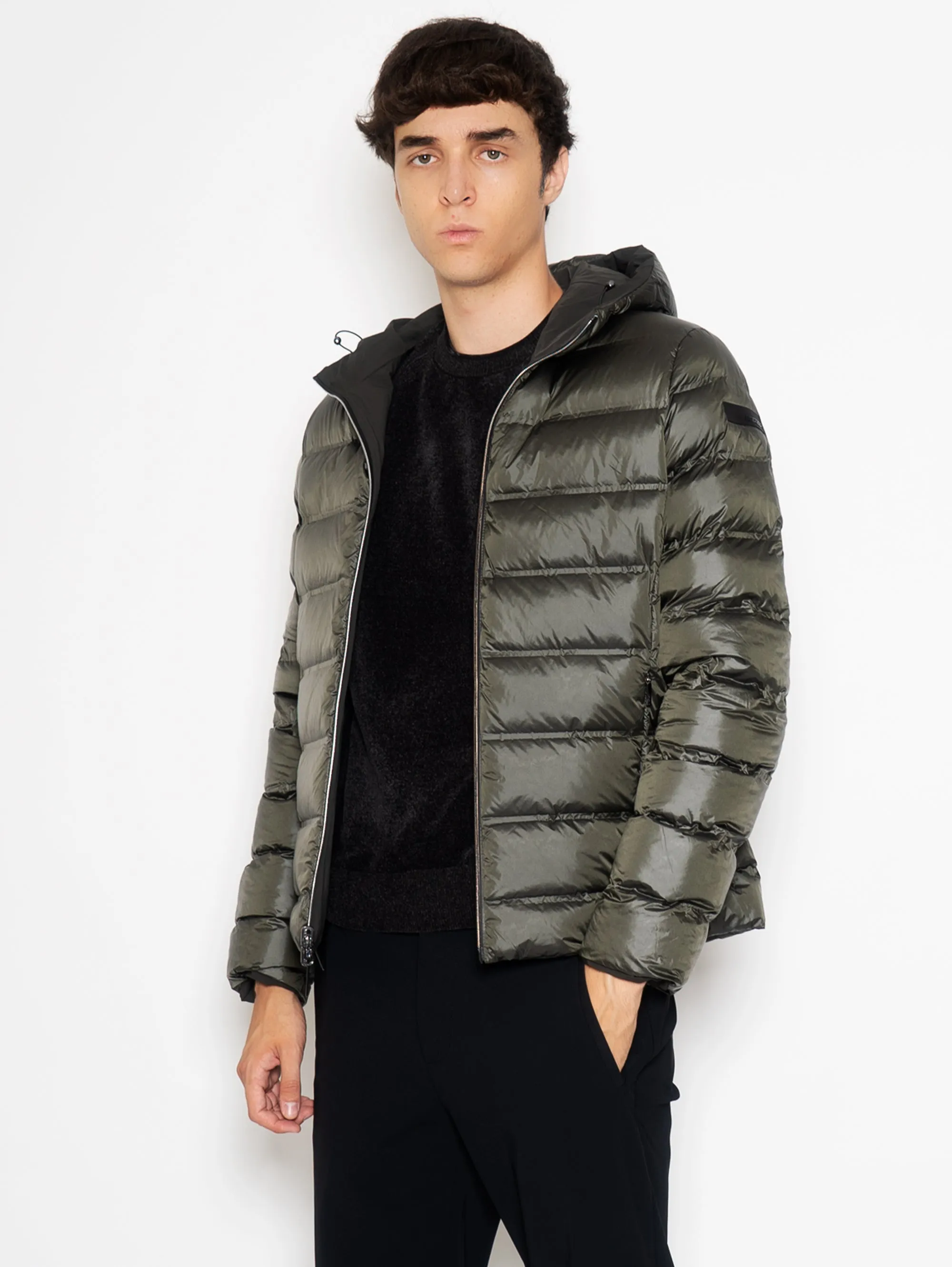 Giacca Reversibile con Cappuccio Verde Militare
