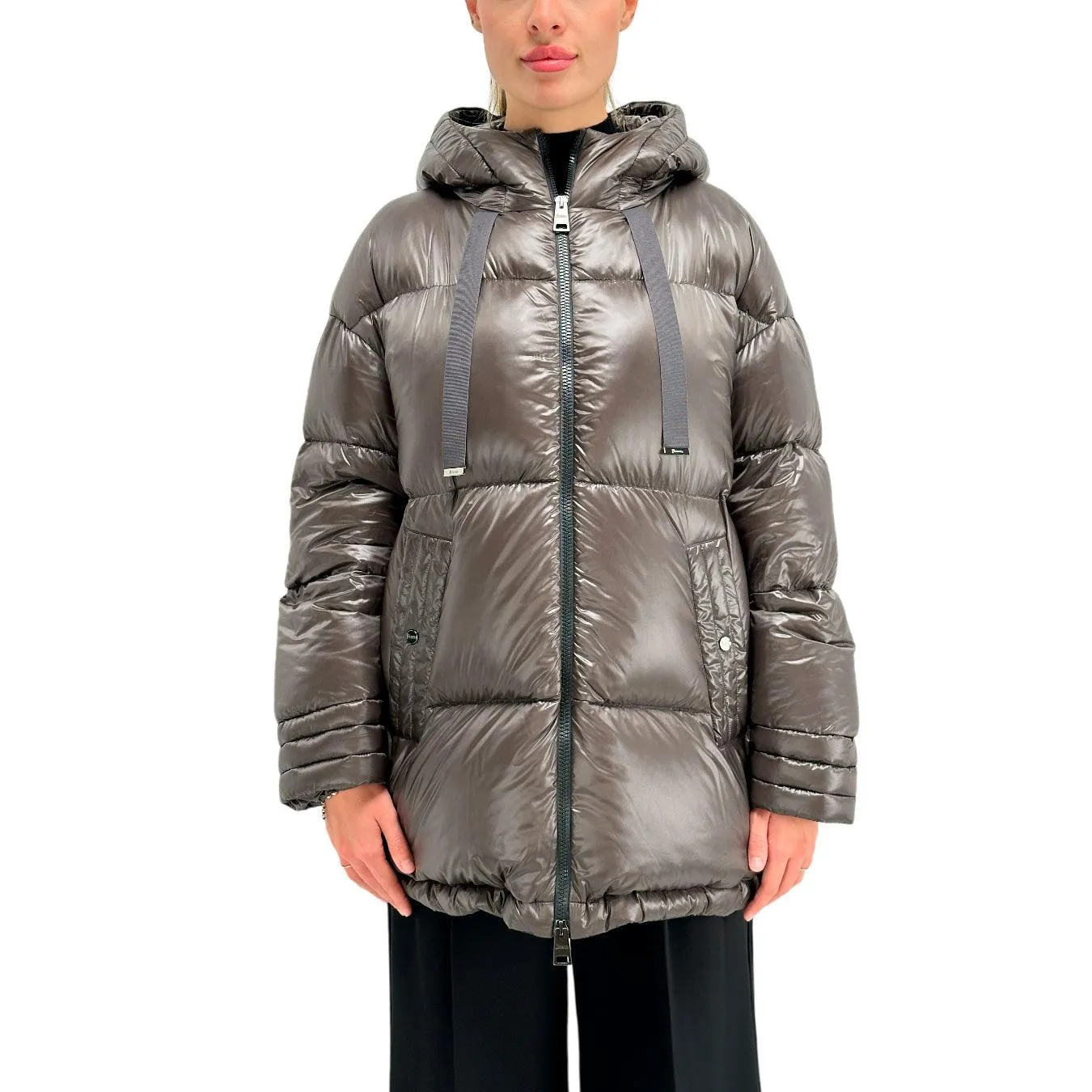 Herno Piumino A-Shape Donna, Nylon Ultralight, Trapuntato, Grigio