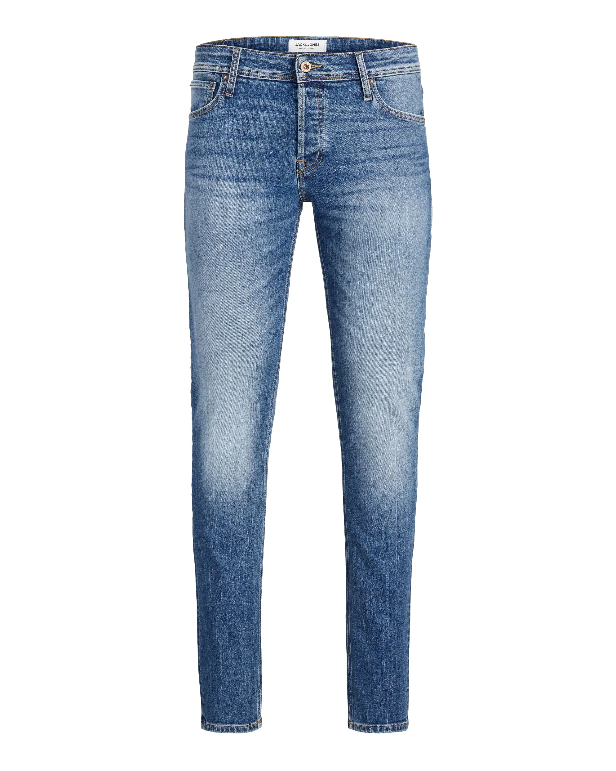 Jeans Liam skinny fit in cotone stretch lavaggio chiaro super stone washed con baffature