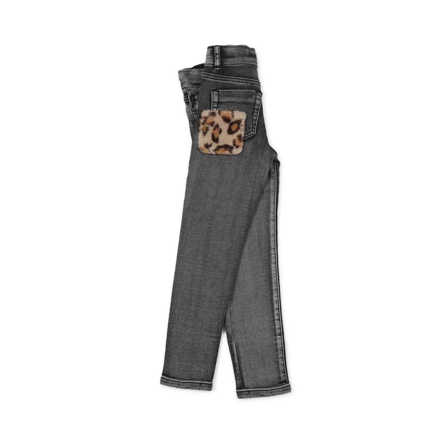 Jeans Neri Bambina Con Dettaglio Animalier