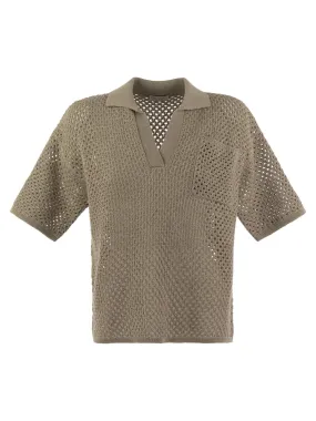 Net polo-style cotton jersey