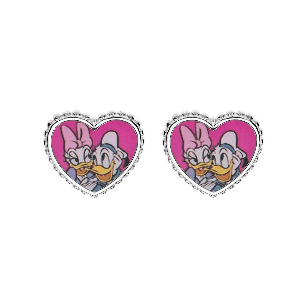 Orecchini bambina Disney Donald Duck and Daisy Argento 925 Smalto