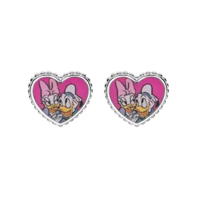 Orecchini bambina Disney Donald Duck and Daisy Argento 925 Smalto