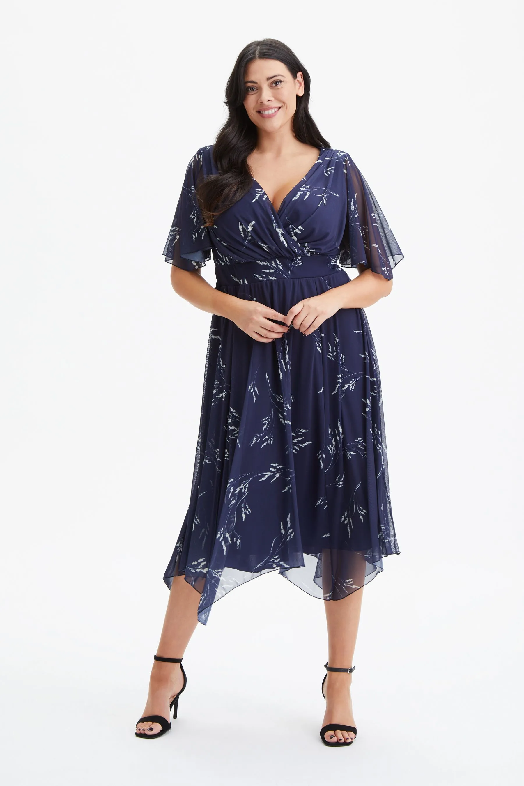 Scarlett & Jo Julie Wine Cream Hanky Hem Dress    