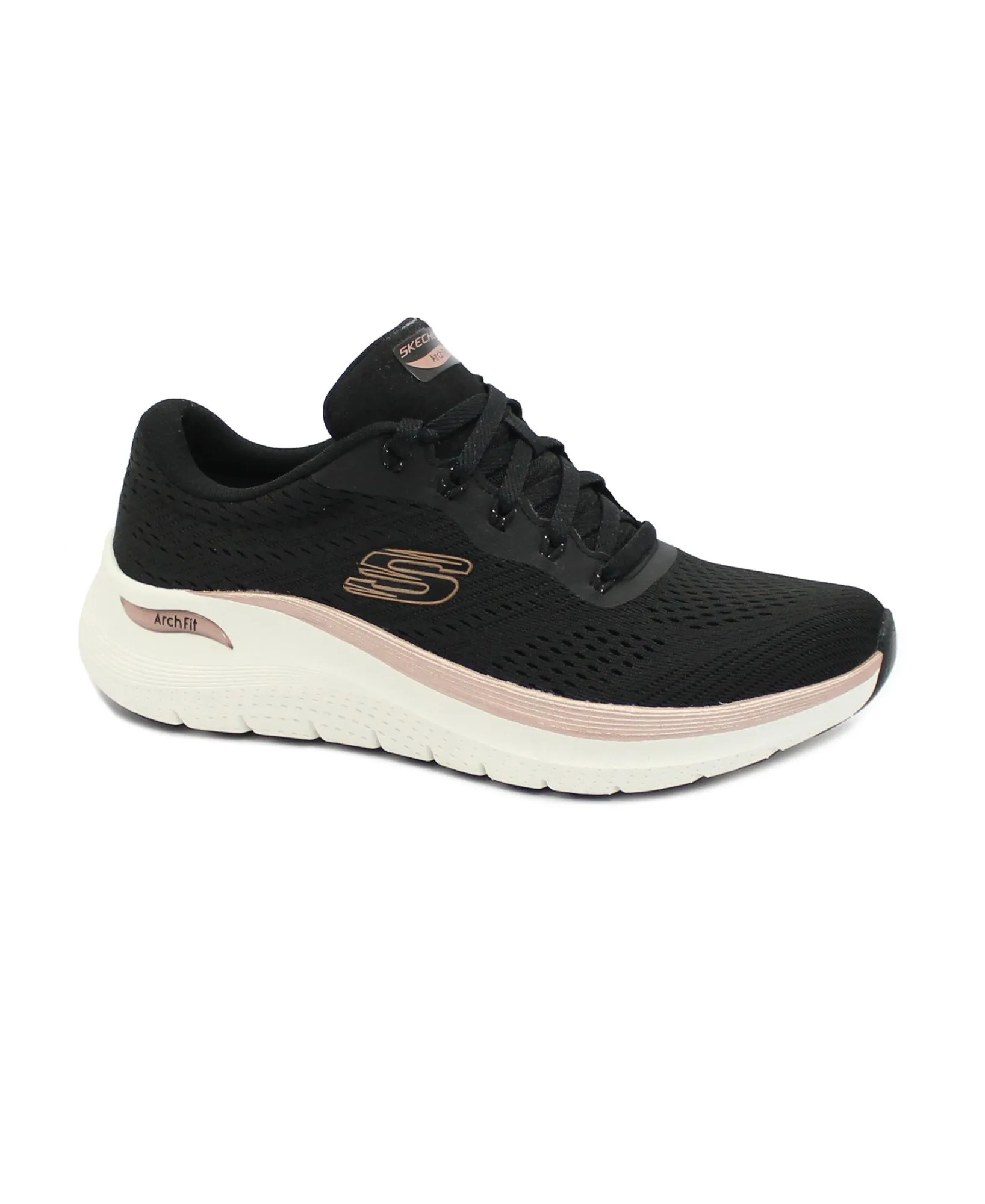 SKECHERS 150067 ARCH FIT 2.0 black rose gold nero scarpe sneakers donna lacci vegan