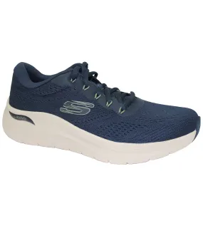 SKECHERS 232700 ARCH FIT blu navy scarpe uomo sneakers lacci tessuto vegan