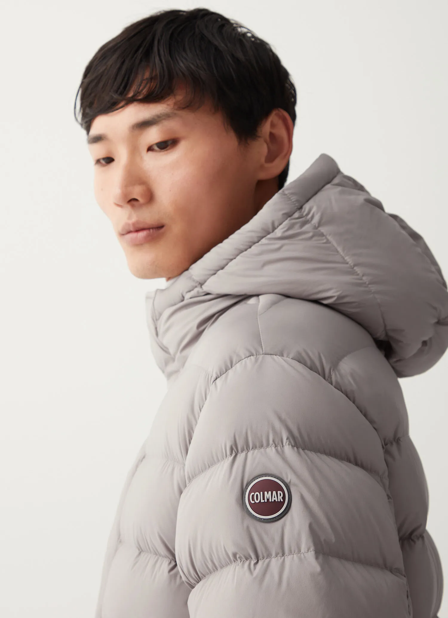 Stretch matt maxi jacket with hood