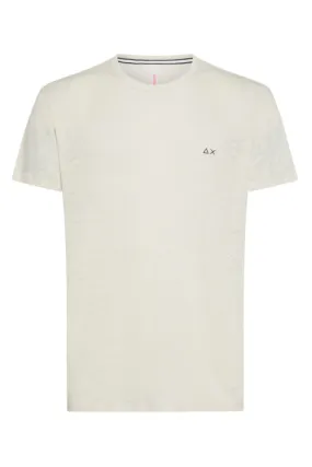 SUN 68 T-SHIRT LINEN SOLID S/S BIANCO PANNA