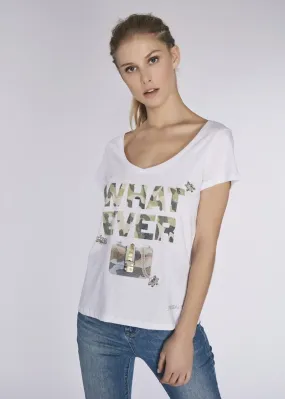 T-shirt in jersey con collo a V