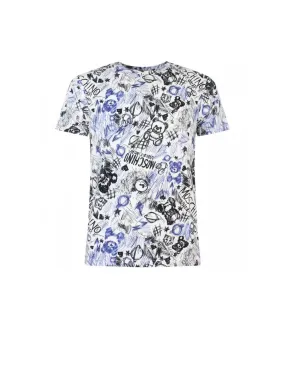 T-shirt Scribble Print Stretch Jersey - Bianco