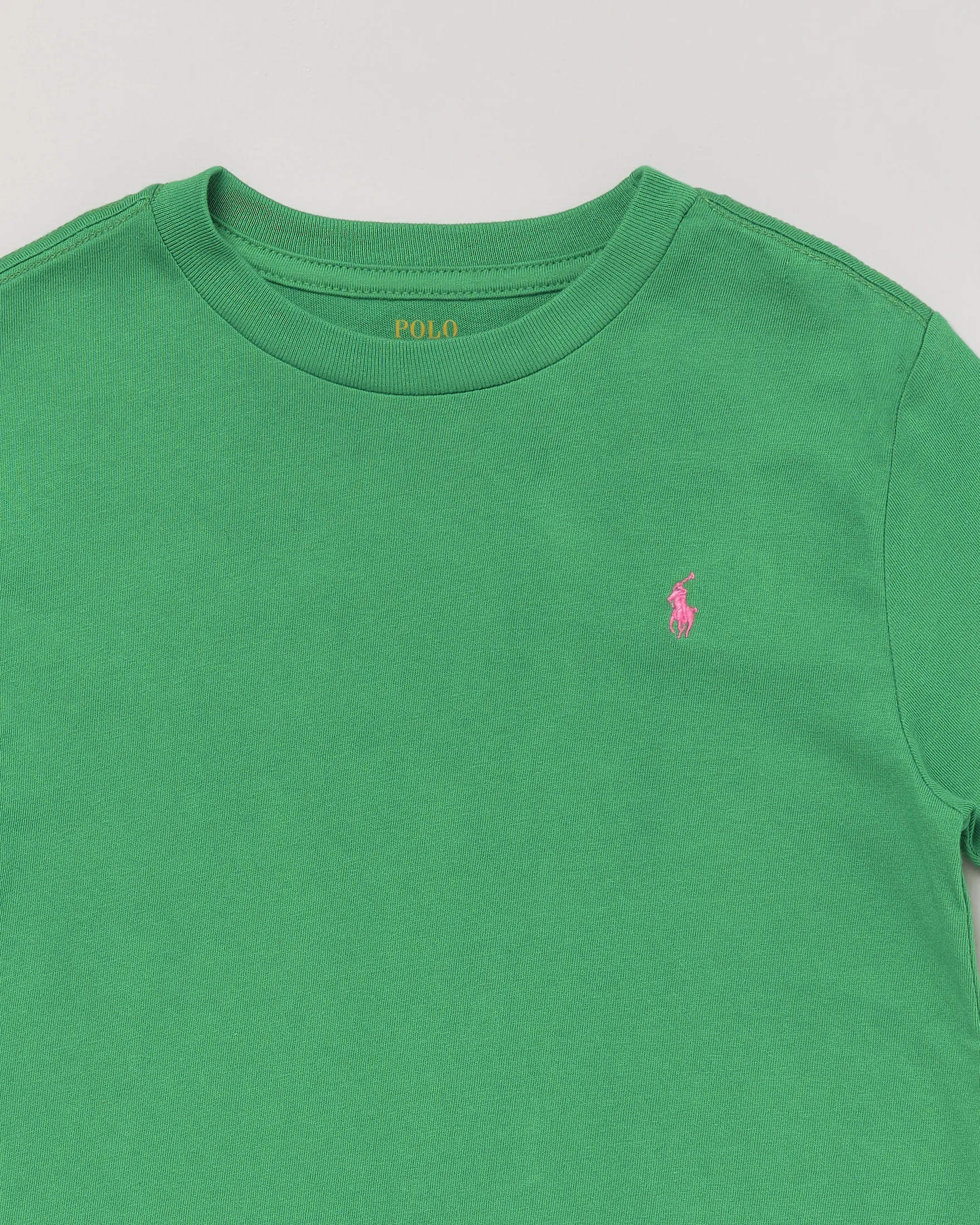 T-shirt verde a mezza manica in cotone con logo pony rosa S-XL